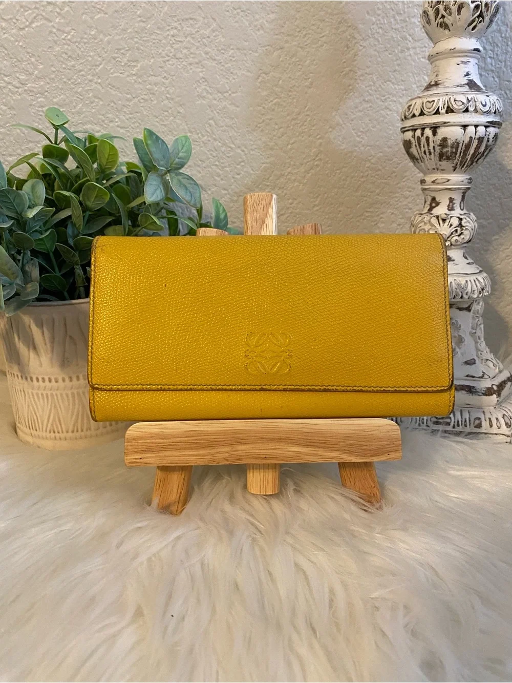 Loewe Yellow Leather Long Snap Wallet